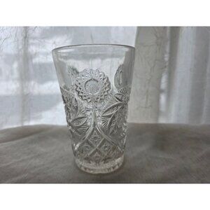 Vintage Westmoreland EAPG #228 Pressed Glass Tumbler With Floral & Leaf Motif